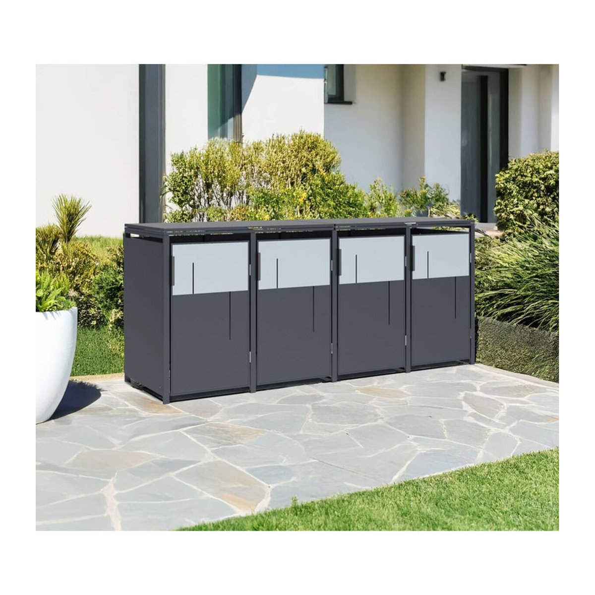 Westmann Mülltonnenbox Tonus 4 für 4 x 240L in Anthrazit, B/H/T: 265 x 116 x 80 cm - Bild 5