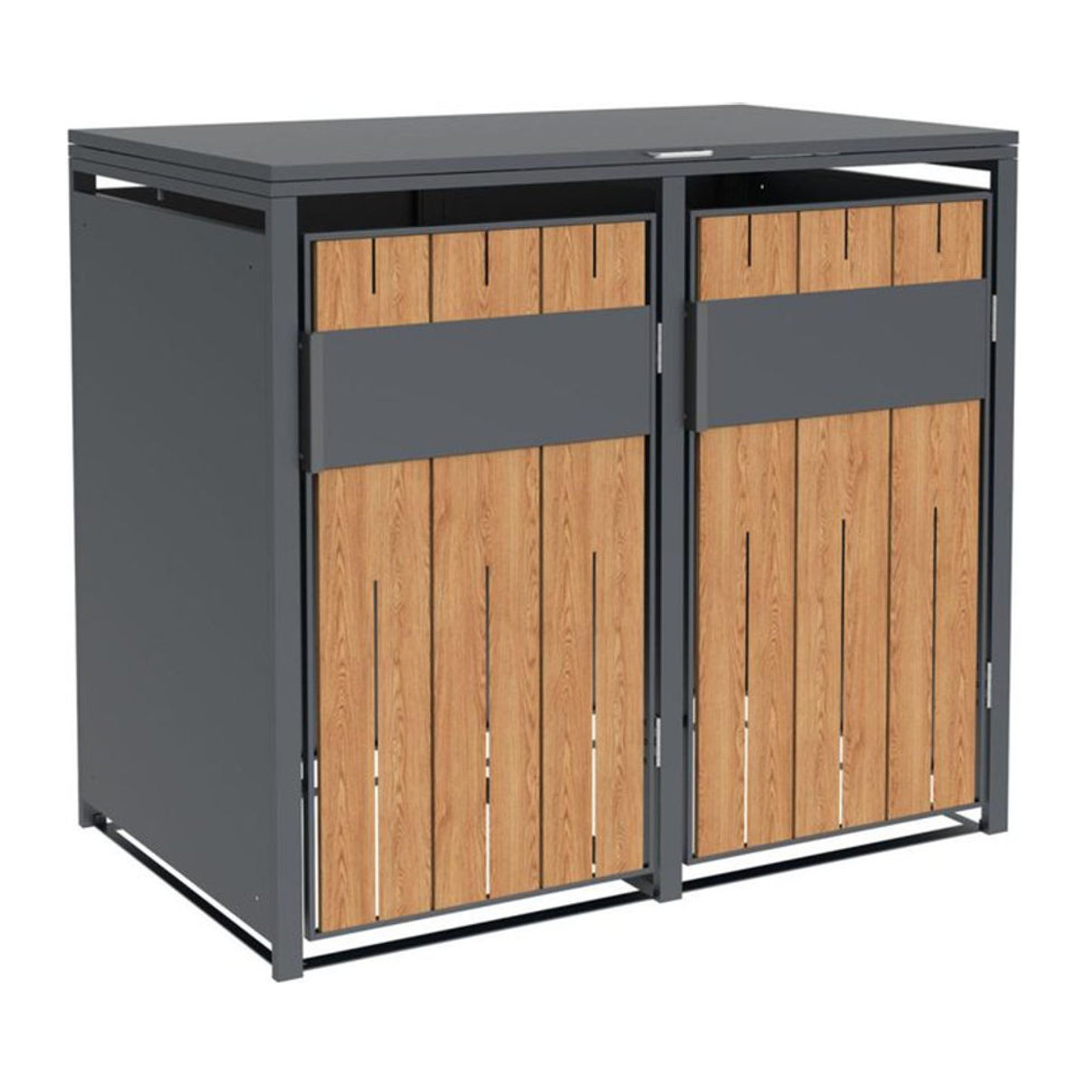 Westmann Mülltonnenbox Varius 2 für 2 x 240L in Anthrazit und Holzoptik, B/H/T: 132 x 116 x 80 cm - Bild 1