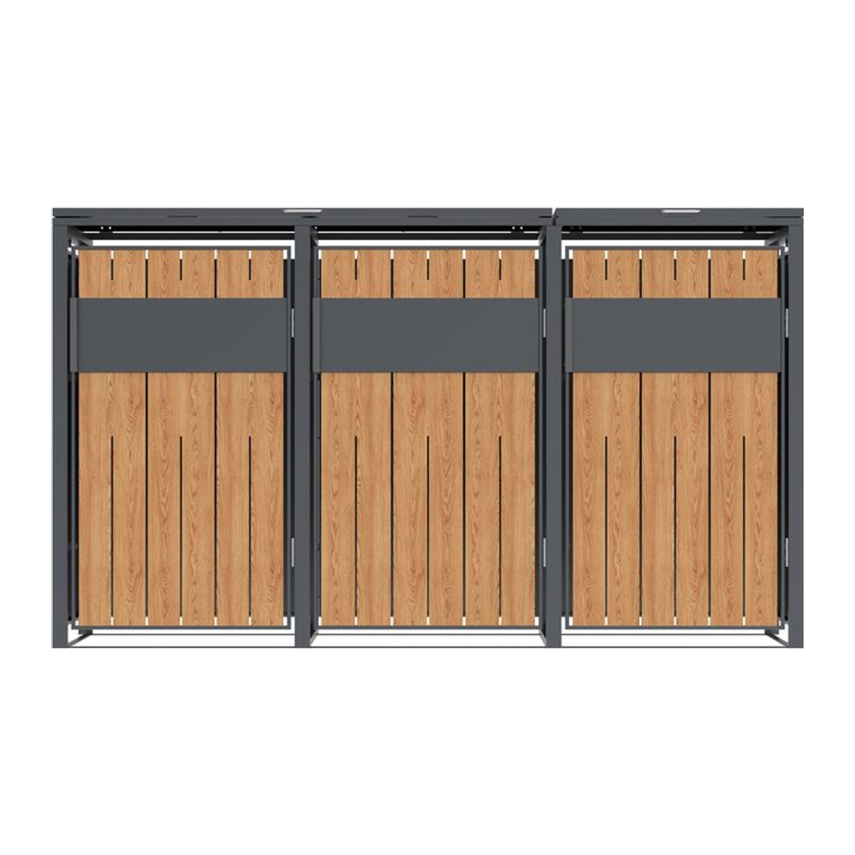 Westmann Mülltonnenbox Varius 3 für 3 x 240L in Anthrazit und Holzoptik, B/H/T: 198 x 116 x 80 cm - Bild 1