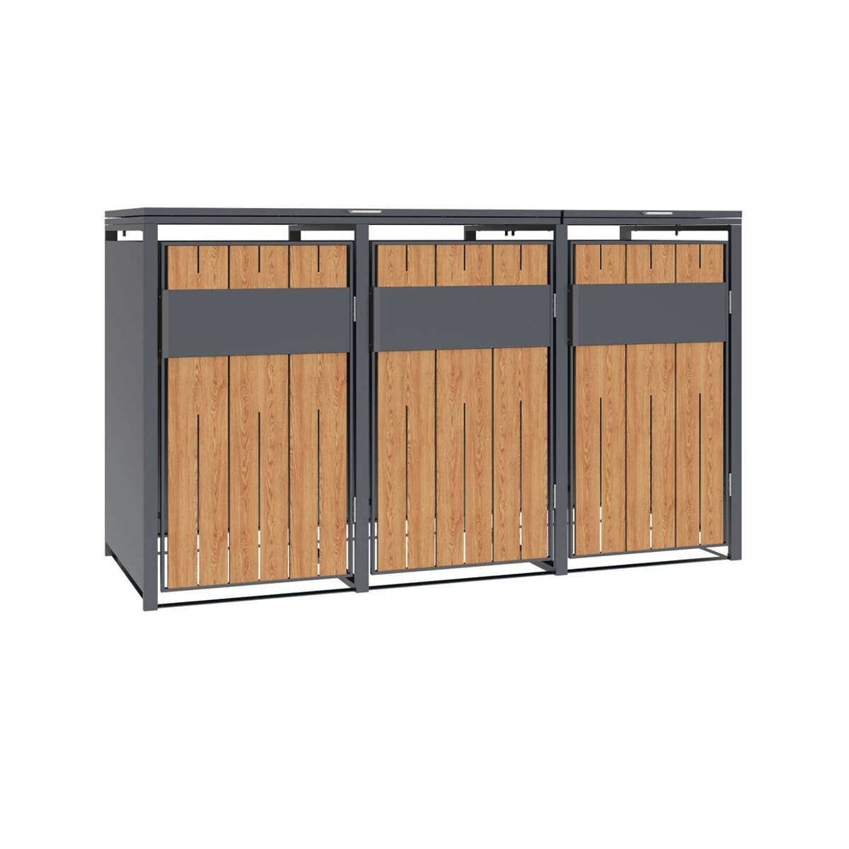 Westmann Mülltonnenbox Varius 3 für 3 x 240L in Anthrazit und Holzoptik, B/H/T: 198 x 116 x 80 cm - Bild 2