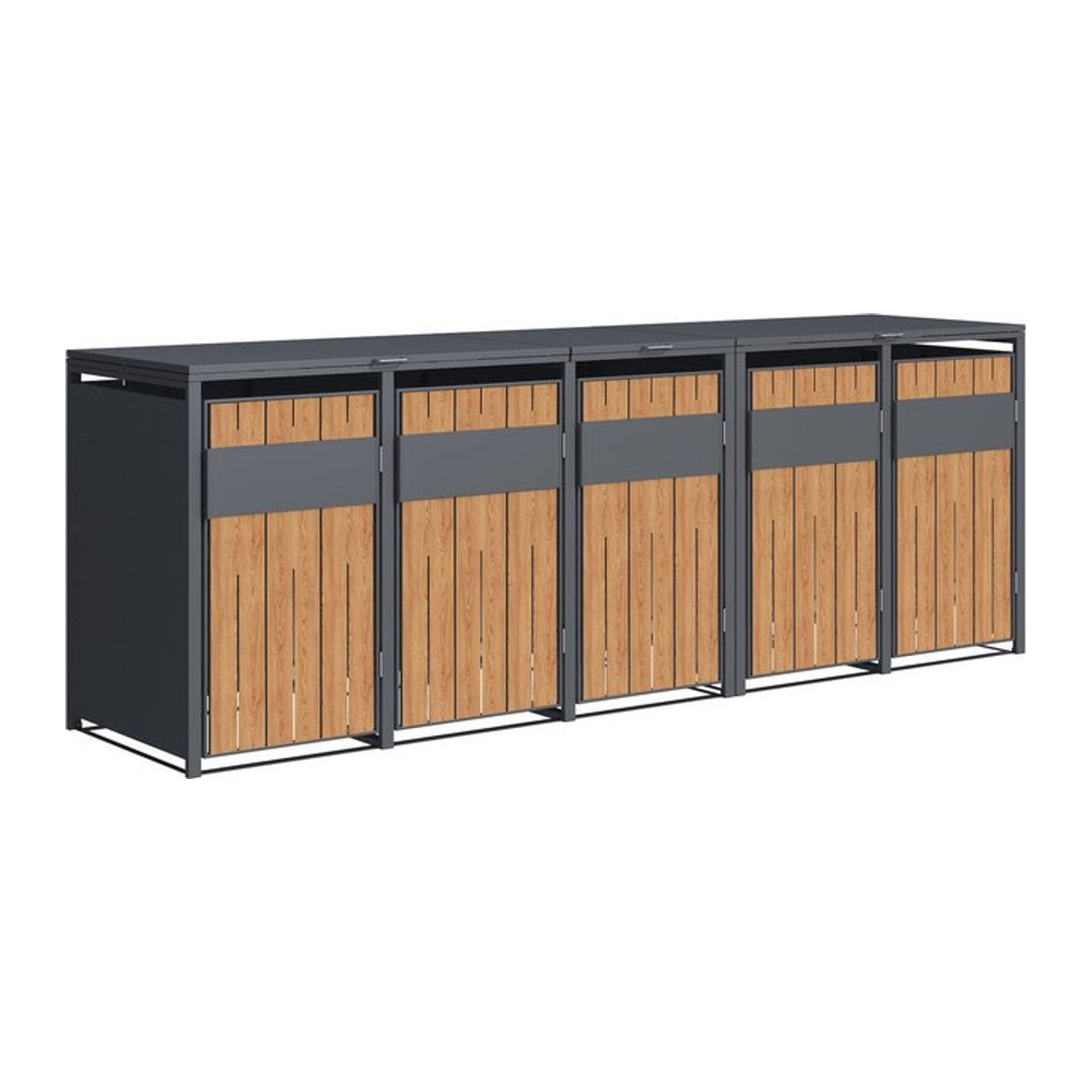 Westmann Mülltonnenbox Varius 5 für 5 x 240L in Anthrazit und Holzoptik, B/H/L: 330 x 116 x 80 cm - Bild 1
