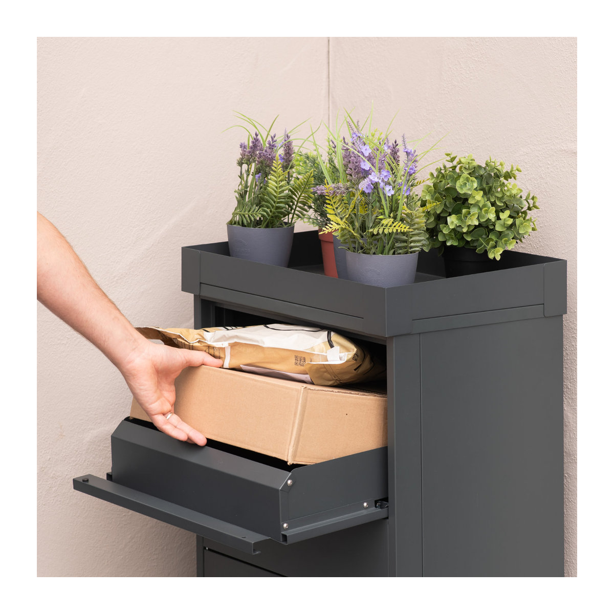Westmann Paketbox Piet anthrazit B/T/H: 50 x 37 x 105 cm - Bild 4