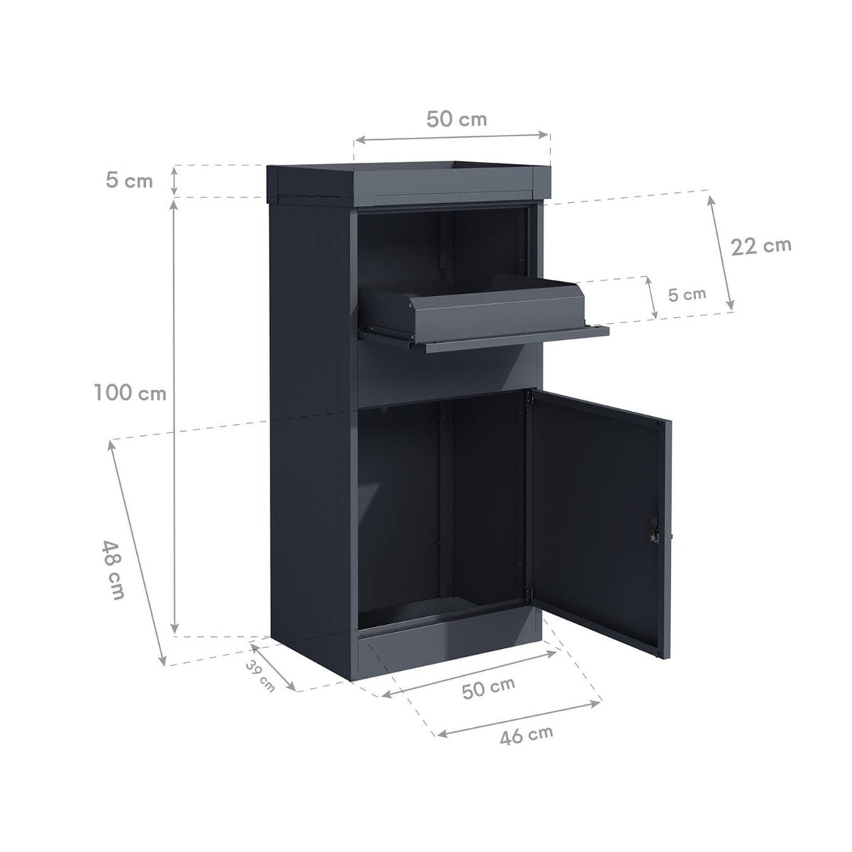 Westmann Paketbox Piet anthrazit B/T/H: 50 x 37 x 105 cm - Bild 10