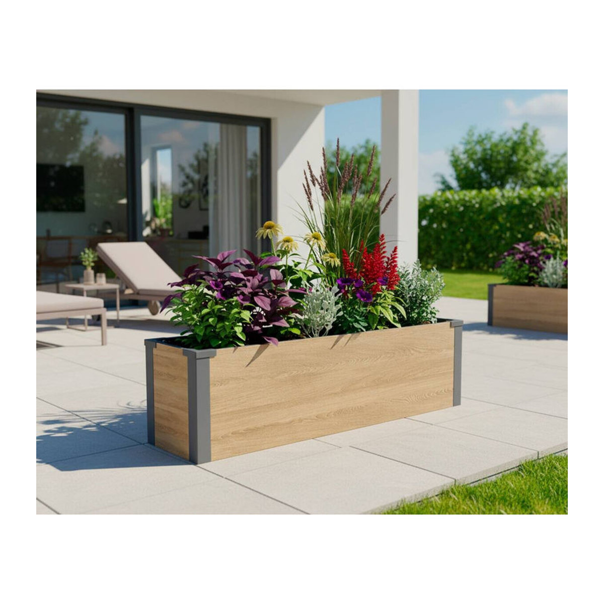 Westmann Pflanzkasten Talus M in Holzoptik aus Metall B/H/L: 100 x 27 x 25 cm - Bild 4