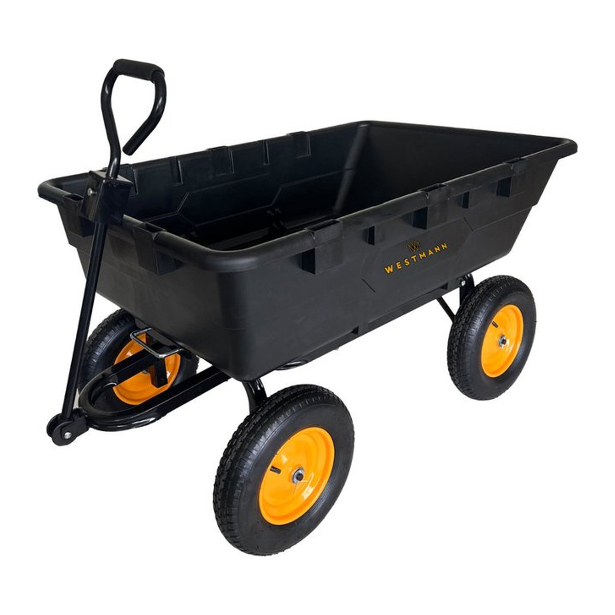 Westmann Schubkarre Prakta L Gartenwagen aus Kunststoff mit Kippfunktion in Schwarz B/H/L: 108 x 83 x 145 cm - Bild 1
