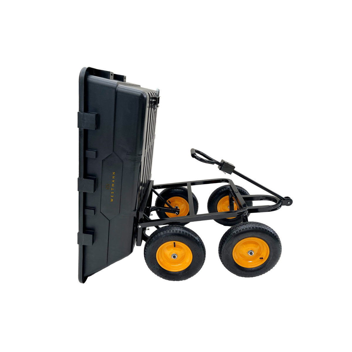 Westmann Schubkarre Prakta L Gartenwagen aus Kunststoff mit Kippfunktion in Schwarz B/H/L: 108 x 83 x 145 cm - Bild 3