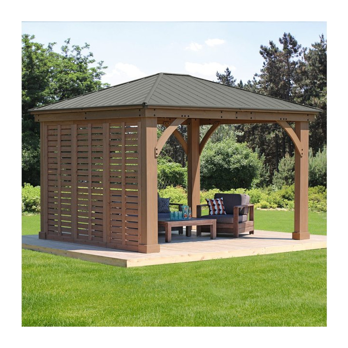 Westmann Seitenwand für Holzpavillon Devon in Natur aus Holz und Aluminium B/H/T: 322,6 x 226,7 x 7,6 cm - Bild 1