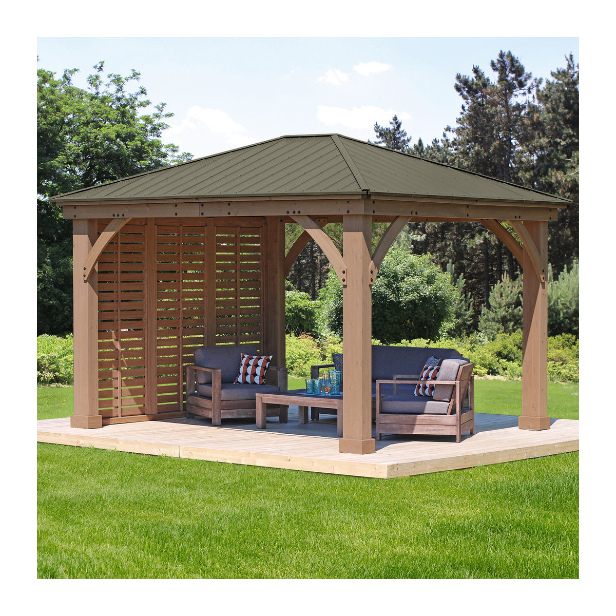Westmann Seitenwand für Holzpavillon Devon in Natur aus Holz und Aluminium B/H/T: 322,6 x 226,7 x 7,6 cm - Bild 2