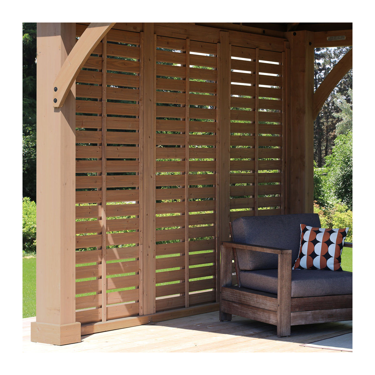 Westmann Seitenwand für Holzpavillon Devon in Natur aus Holz und Aluminium B/H/T: 322,6 x 226,7 x 7,6 cm - Bild 3