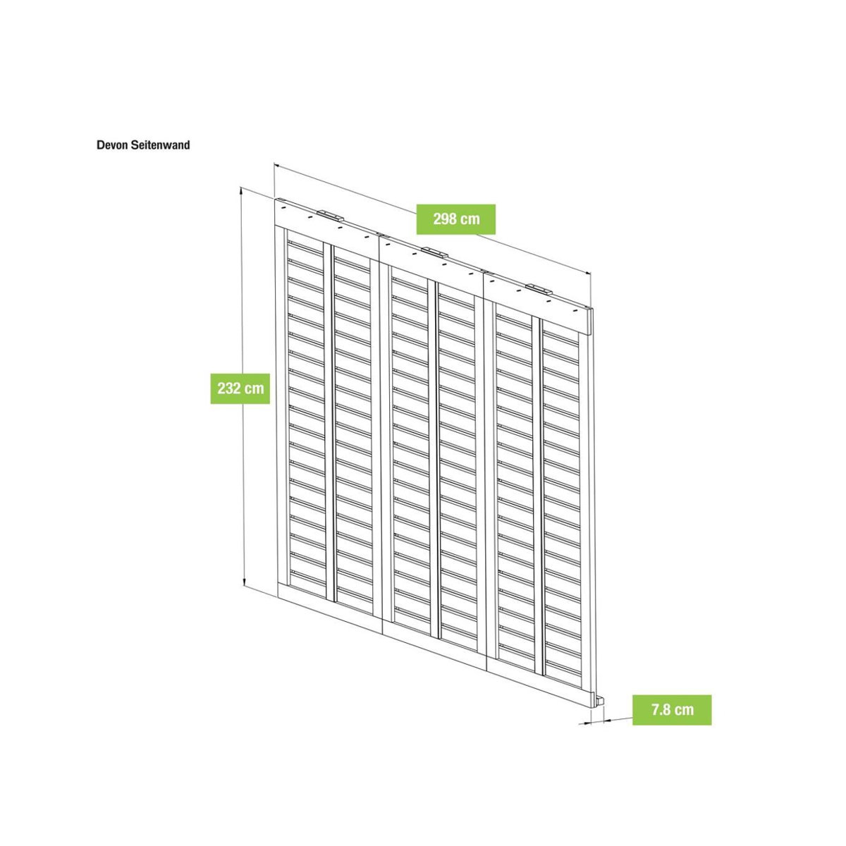 Westmann Seitenwand für Holzpavillon Devon in Natur aus Holz und Aluminium B/H/T: 322,6 x 226,7 x 7,6 cm - Bild 5