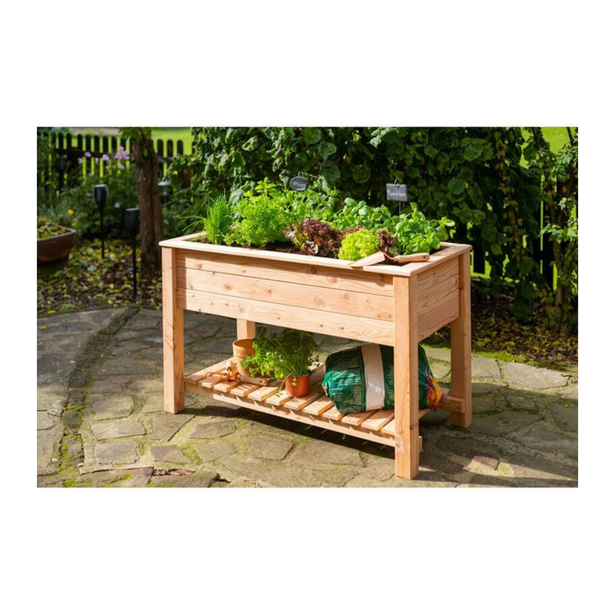 Westmann Stelzenhochbeet aus Holz mit Ablage in Natur, B/T/H: 120 x 65 x 75 cm - Bild 4