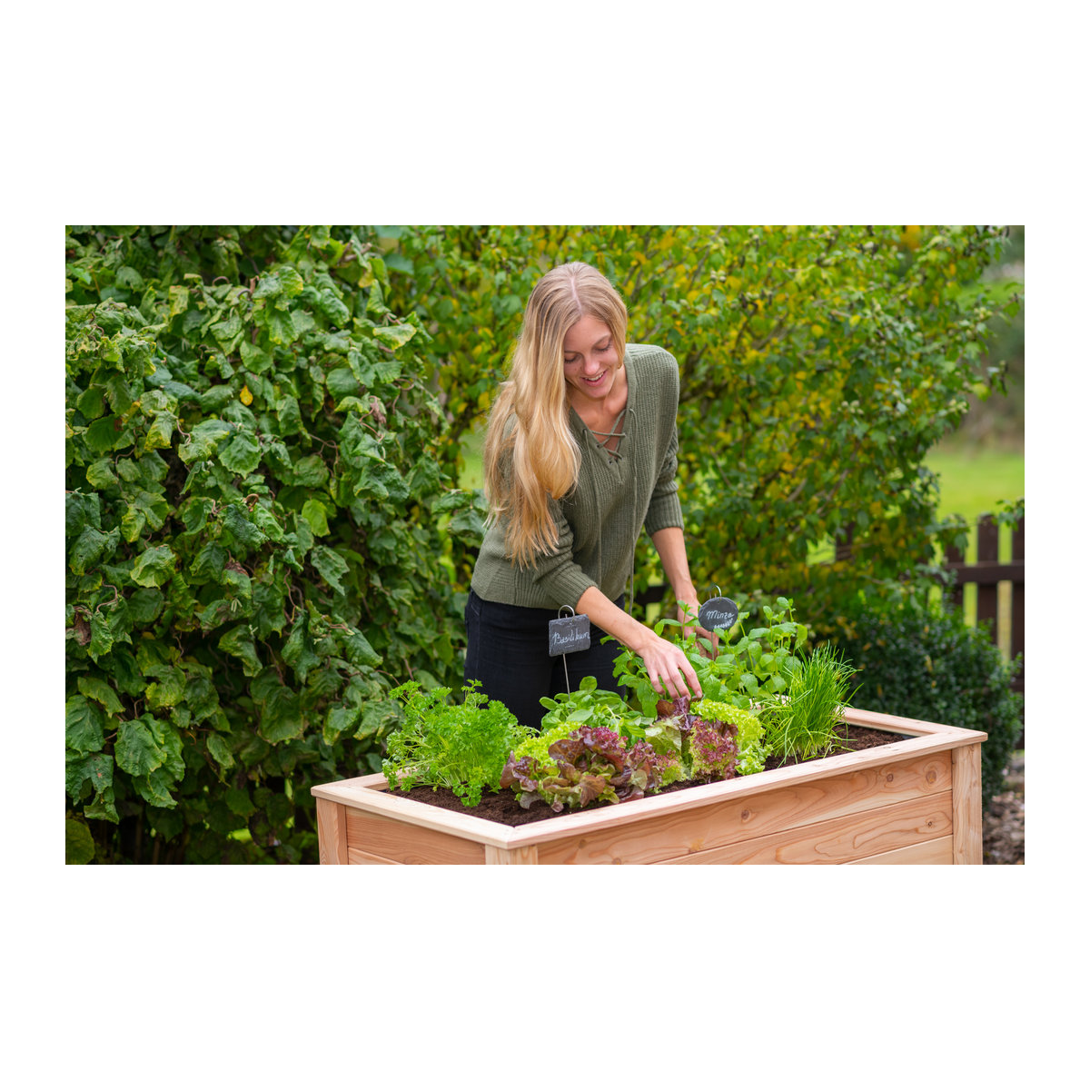 Westmann Stelzenhochbeet Emily aus Lärchenholz in Natur, B: 120 cm, T: 65 cm, H: 75 cm - Bild 2