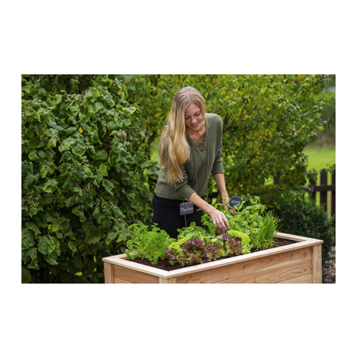 Westmann Stelzenhochbeet Emily aus Lärchenholz in Natur, B: 120 cm, T: 65 cm, H: 75 cm - Bild 9