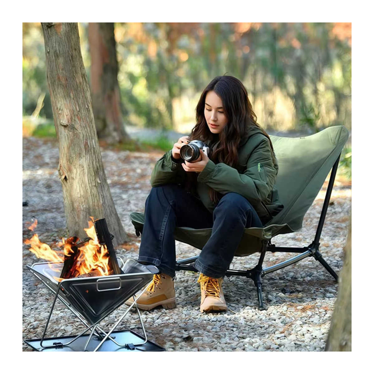WESTTUNE Klappbarer Liegestuhl aus Aluminiumlegierung für Erwachsene, übergroßer Campingstuhl für Outdoor und Freizeit, Schwarz/Mehrfarbig - Bild 4