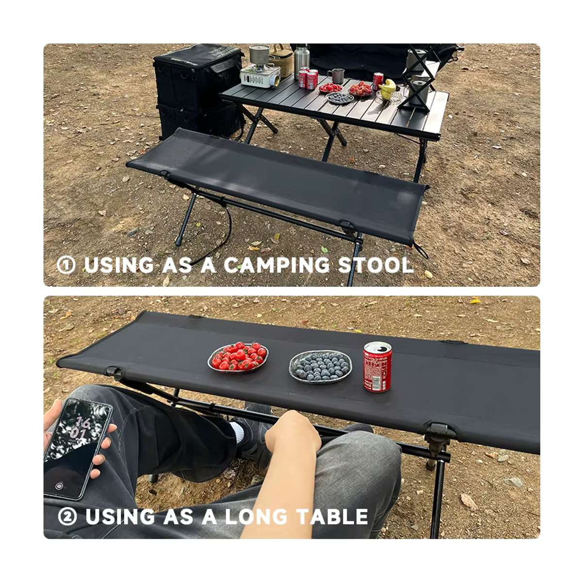WESTTUNE Outdoor-Langstuhl für zwei Personen, zusammenklappbarer Doppelsitzhocker für Camping und Wandern - Bild 3
