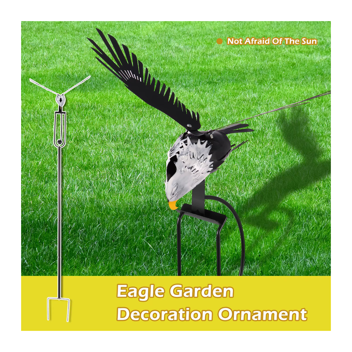 Wetterbeständiger Eulen Windspinner aus Eisen für die Gartendekoration mit flatternden Flügeln - Bild 1