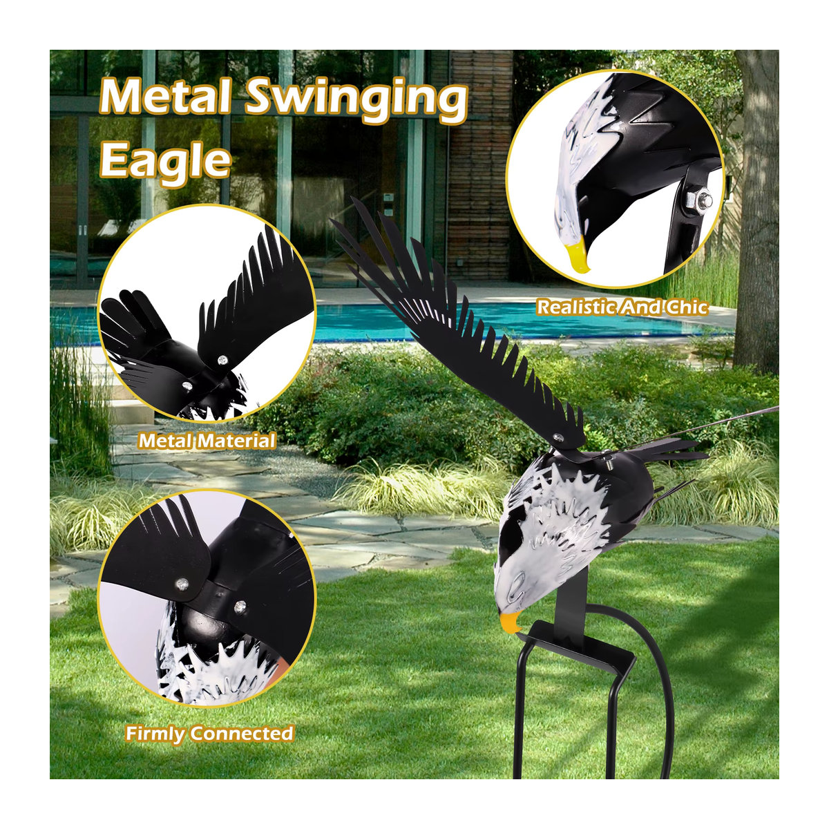 Wetterbeständiger Eulen Windspinner aus Eisen für die Gartendekoration mit flatternden Flügeln - Bild 2