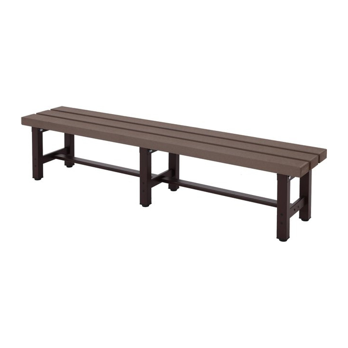 Wetterfeste Gartenbank MCW-K60 aus WPC und Aluminium in Braun, 180 cm Breite - Bild 1