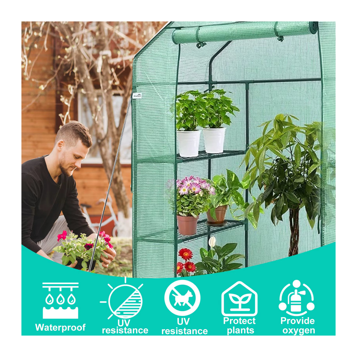 Wetterfeste Gewächshausabdeckung mit transparentem Frostschutz und Roll-up Doppel-Reißverschluss für deine Gartenpflanzen - Bild 5