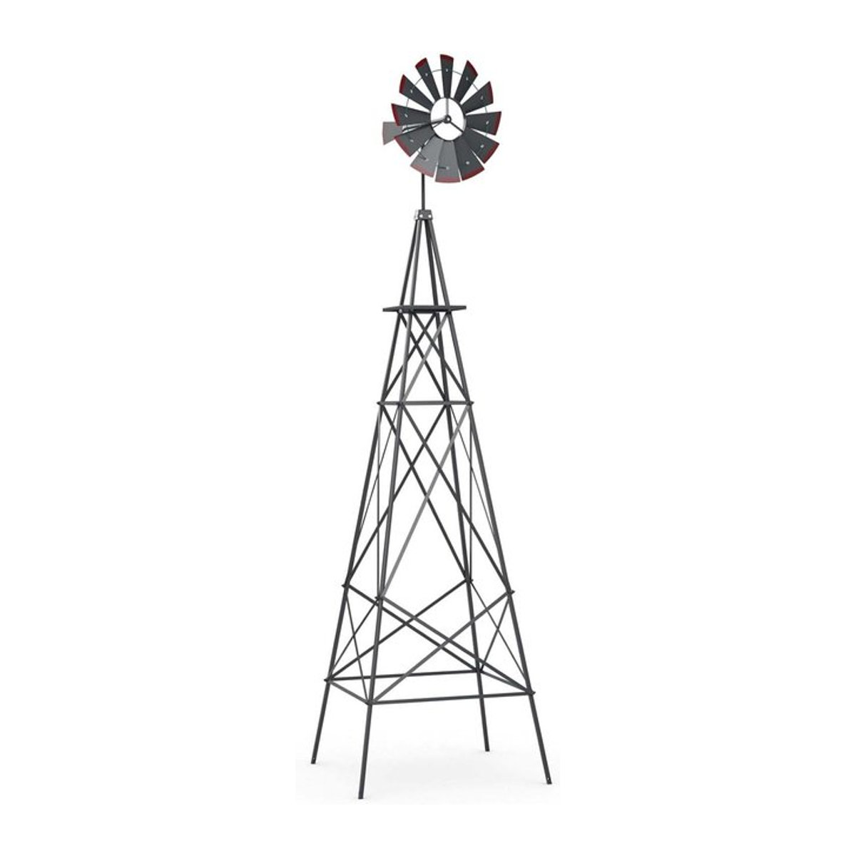 Wetterfeste Metall-Windmühle von GOFLAME als Gartendekoration für Garten, Hof und Bauernhof, Farbe: Grau und Schwarz, Höhe: 253 cm - Bild 1