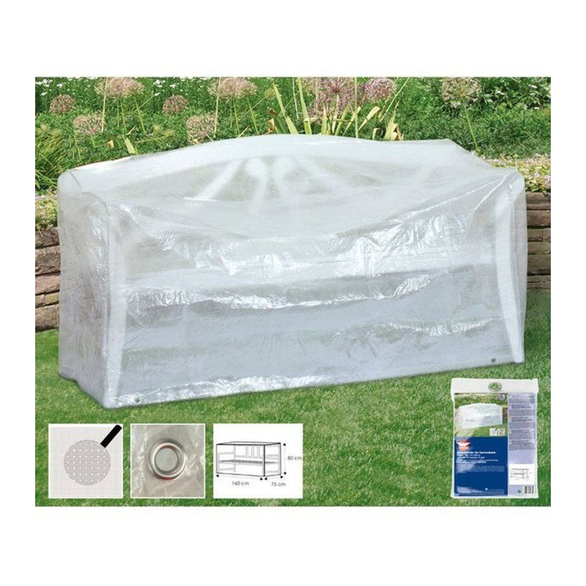 Wetterfeste und waschbare Schutzhülle für 3-Sitzer Bank von BONI-SHOP in Transparent - Bild 1