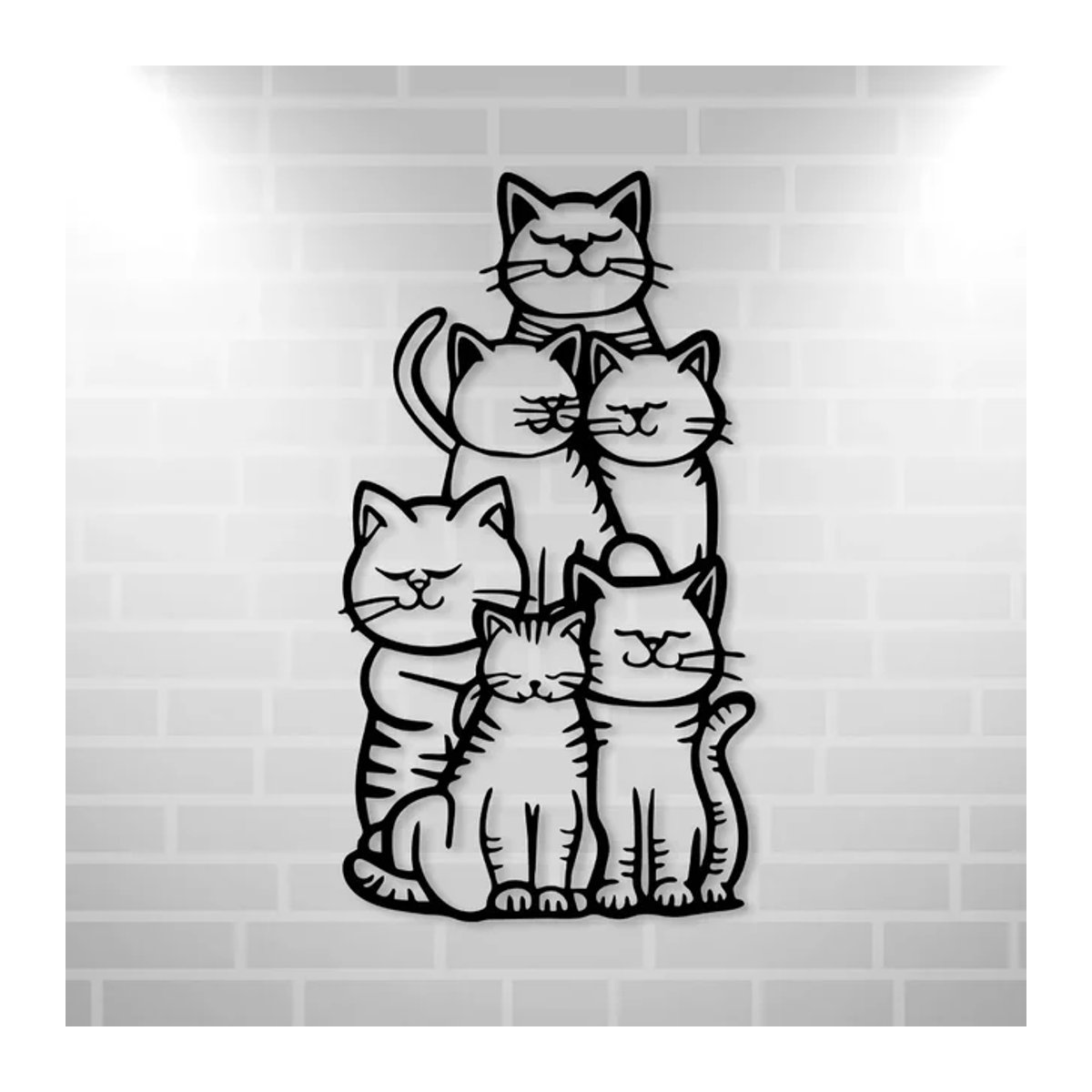 WhimsyCat Metall Wandkunst Katzen-Silhouette als hängende Dekoration in Schwarz - Bild 1