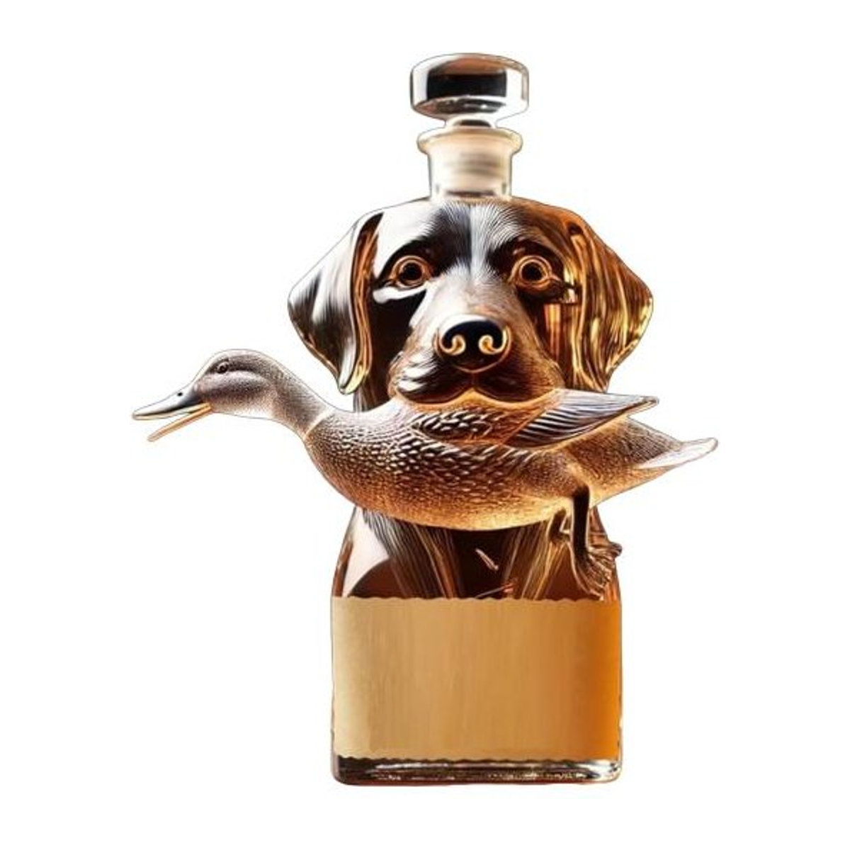 Whiskey-Karaffe aus Glas mit 3D-Gravur Jagdhund in Transparent, dekorative Glasflasche für deine Heimbar - Bild 1