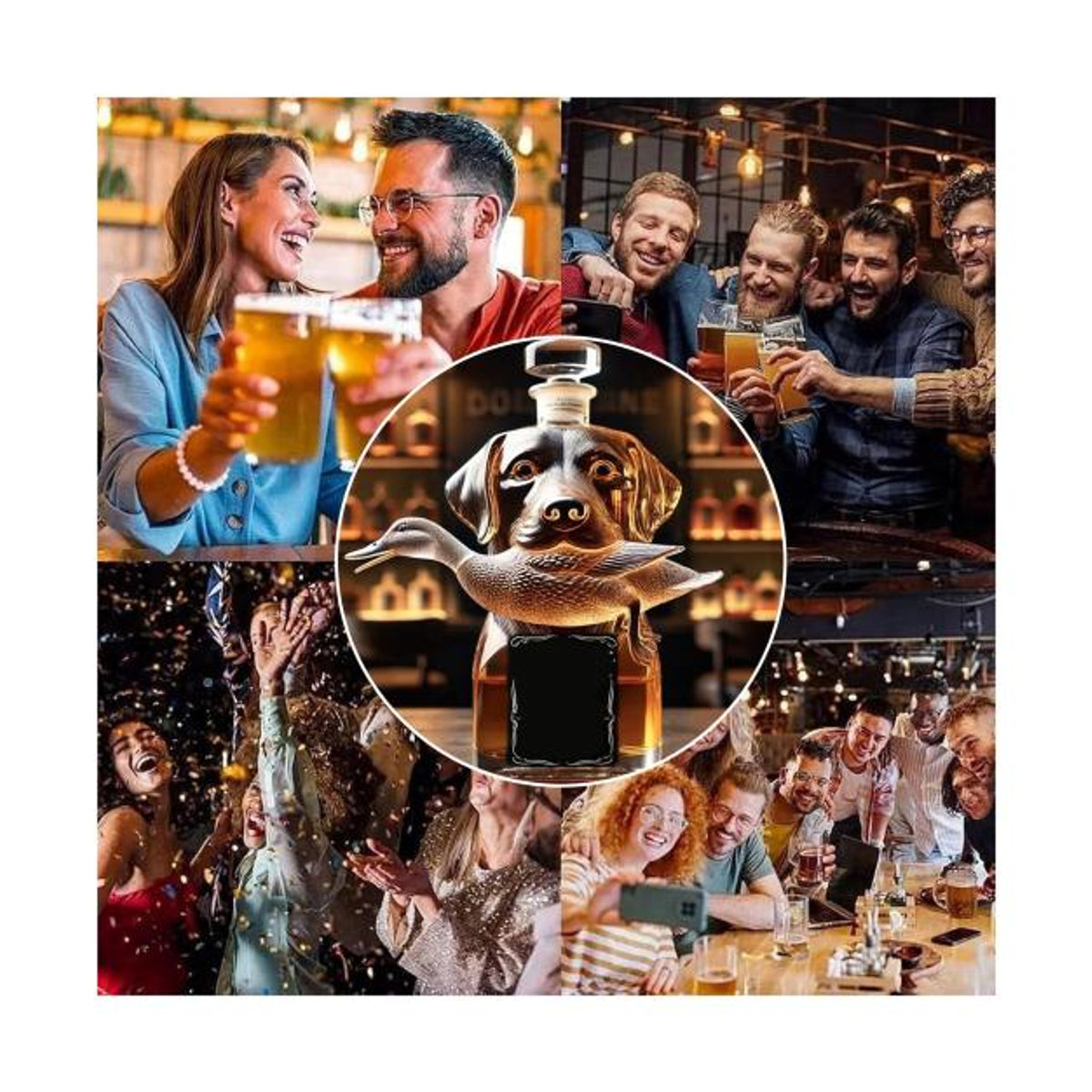 Whiskey-Karaffe aus Glas mit 3D-Gravur Jagdhund in Transparent, dekorative Glasflasche für deine Heimbar - Bild 2