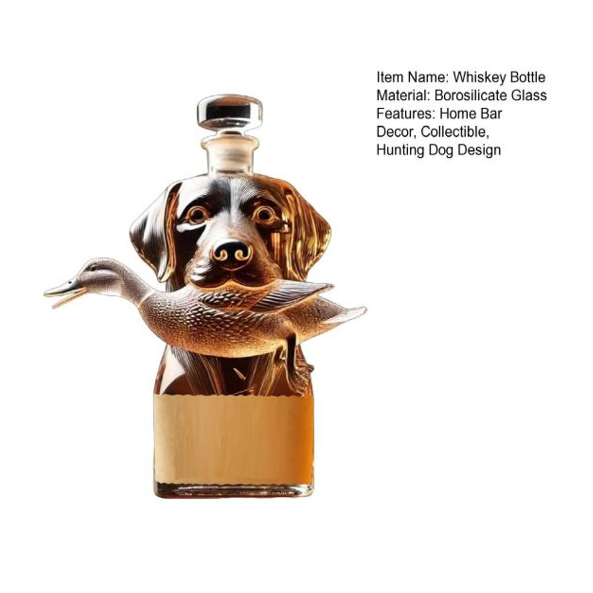 Whiskey-Karaffe aus Glas mit 3D-Gravur Jagdhund in Transparent, dekorative Glasflasche für deine Heimbar - Bild 5