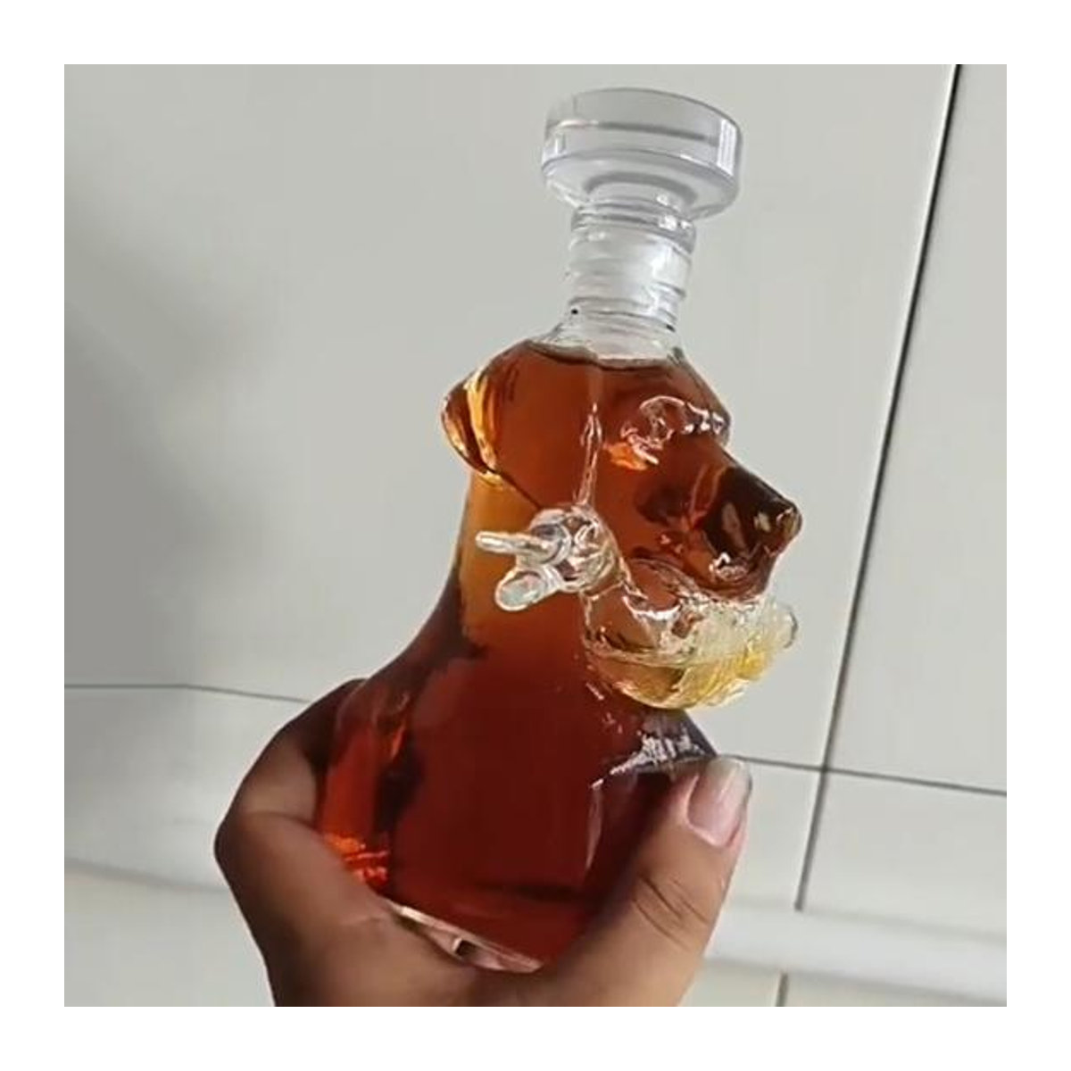 Whiskey-Karaffe aus Glas mit 3D-Gravur Jagdhund in Transparent, dekorative Glasflasche für deine Heimbar - Bild 7