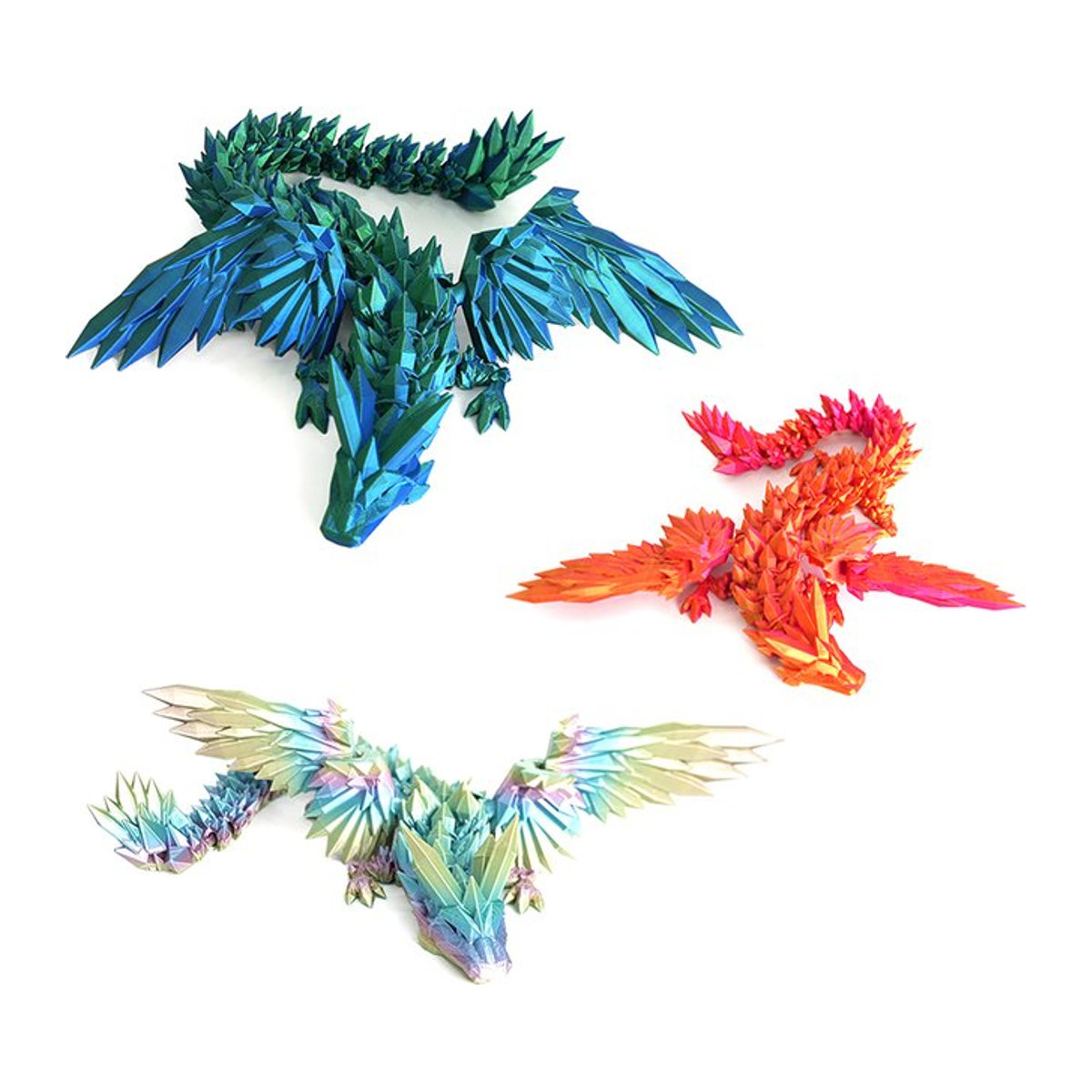 WHPHous Beweglicher 3D-gedruckter Drache in Blau als dekoratives Kunsthandwerk-Ornament für deinen Schreibtisch - Bild 1
