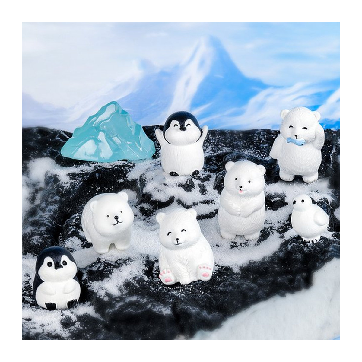 WHPHous Mini Eisbär Figur aus Kunstharz in Weiß für Puppenhaus Modell und Desktop Dekoration - Bild 1