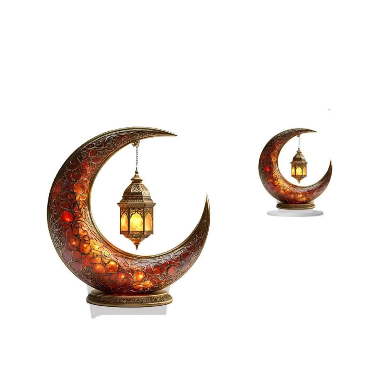 WHPHous Ramadan Dekoration Halbmond Ornament aus Acryl in Gold für Eid Al-Fitr und islamische Feierlichkeiten - Bild 3