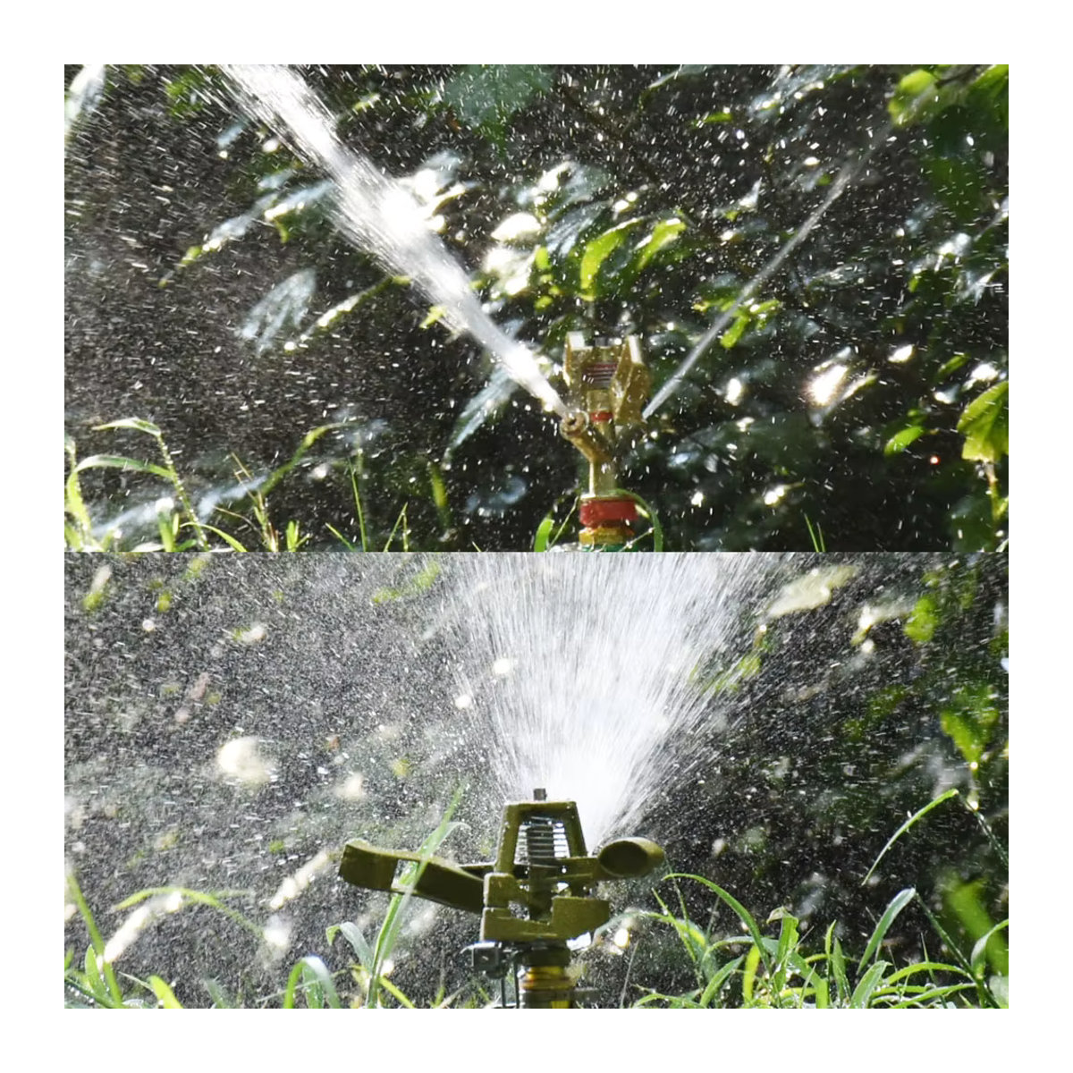 WHWH Pulsierender Sprinkler mit 360-Grad-Rotation und Erdspieß für die Gartenbewässerung, Grün, 1/2 und 3/4 Zoll Außengewinde - Bild 3