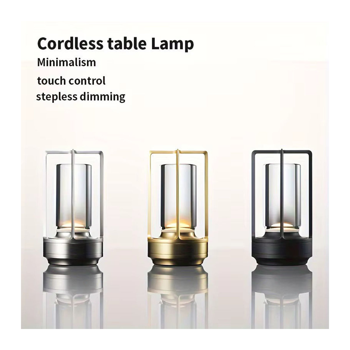 Wiederaufladbare kabellose LED-Tischlampe von ggbingo in Schwarz mit Touch-Sensor und minimalistischem Glas-Design - Bild 1
