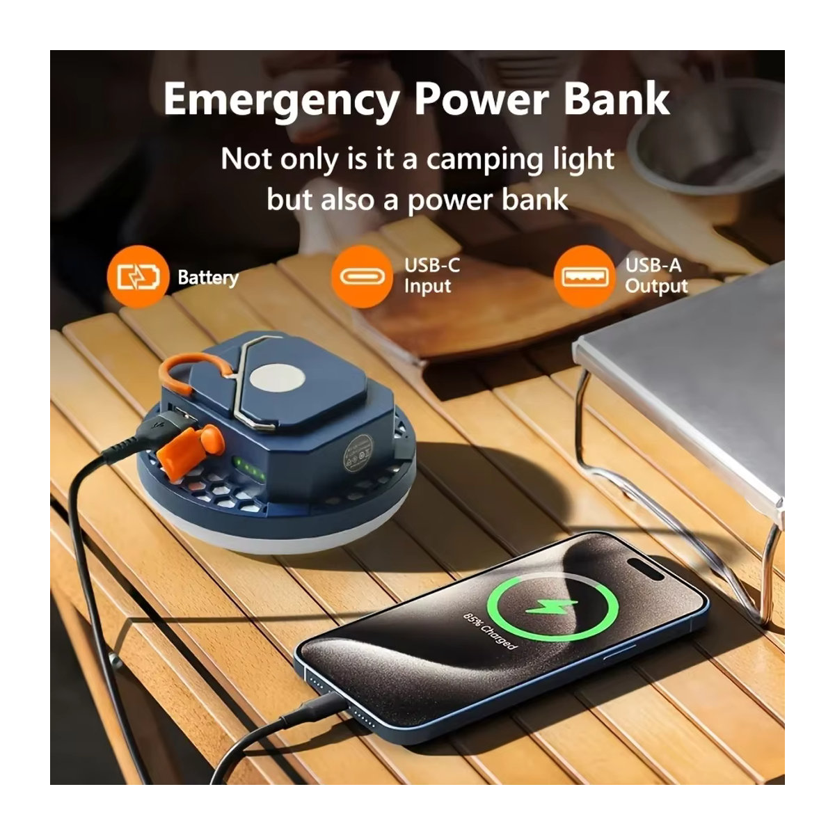 Wiederaufladbare LED Camping Laterne mit 10000 mAh Akku als tragbare Notfalllampe für Outdoor und Zuhause - Bild 2