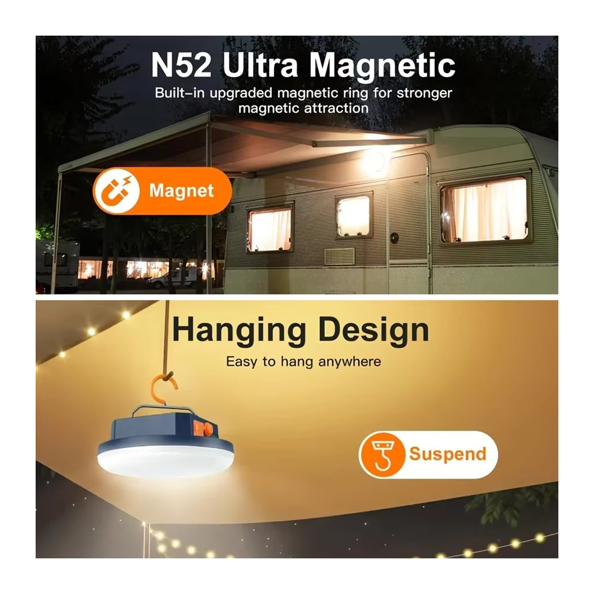 Wiederaufladbare LED Camping Laterne mit 10000 mAh Akku als tragbare Notfalllampe für Outdoor und Zuhause - Bild 3