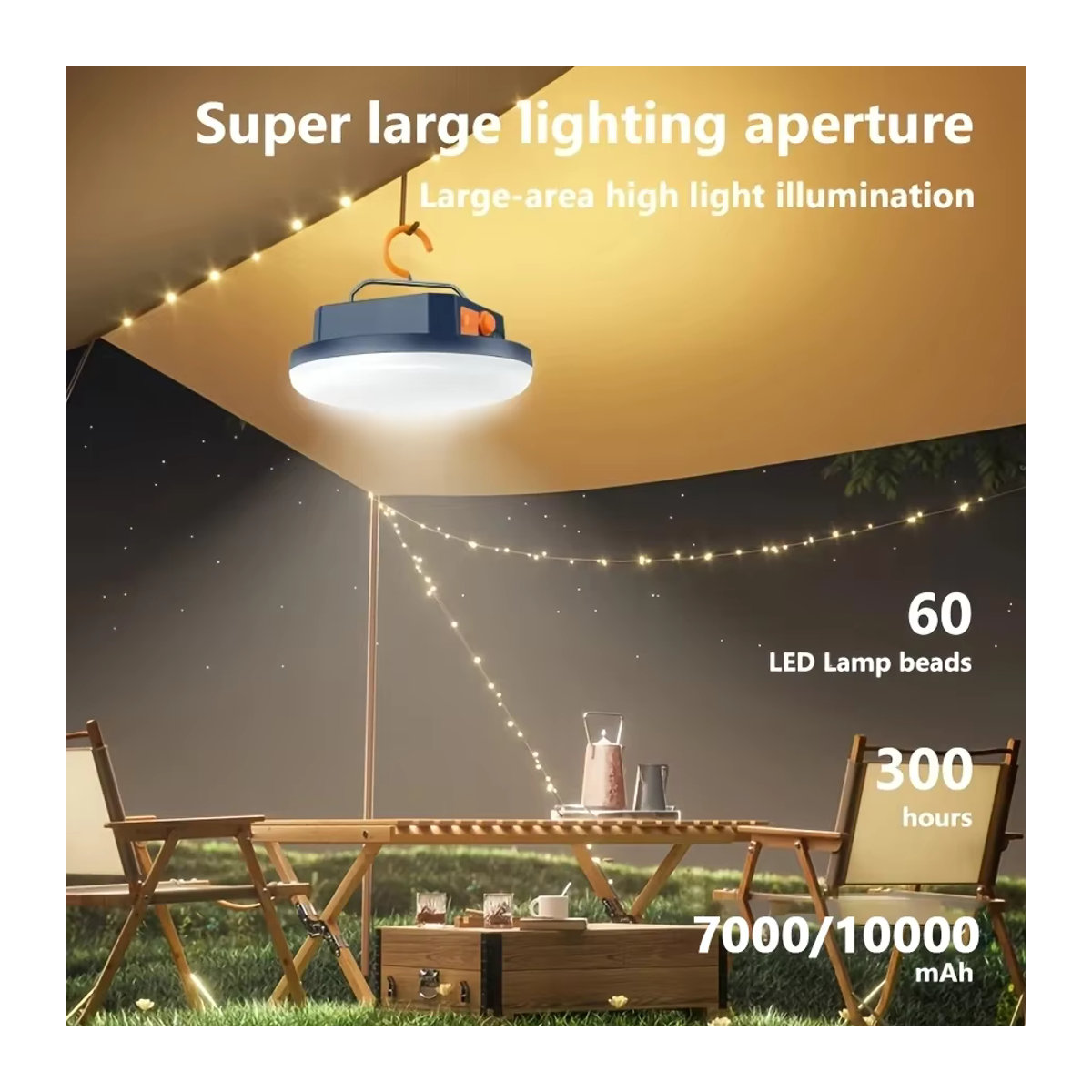 Wiederaufladbare LED Camping Laterne mit 10000 mAh Akku als tragbare Notfalllampe für Outdoor und Zuhause - Bild 5