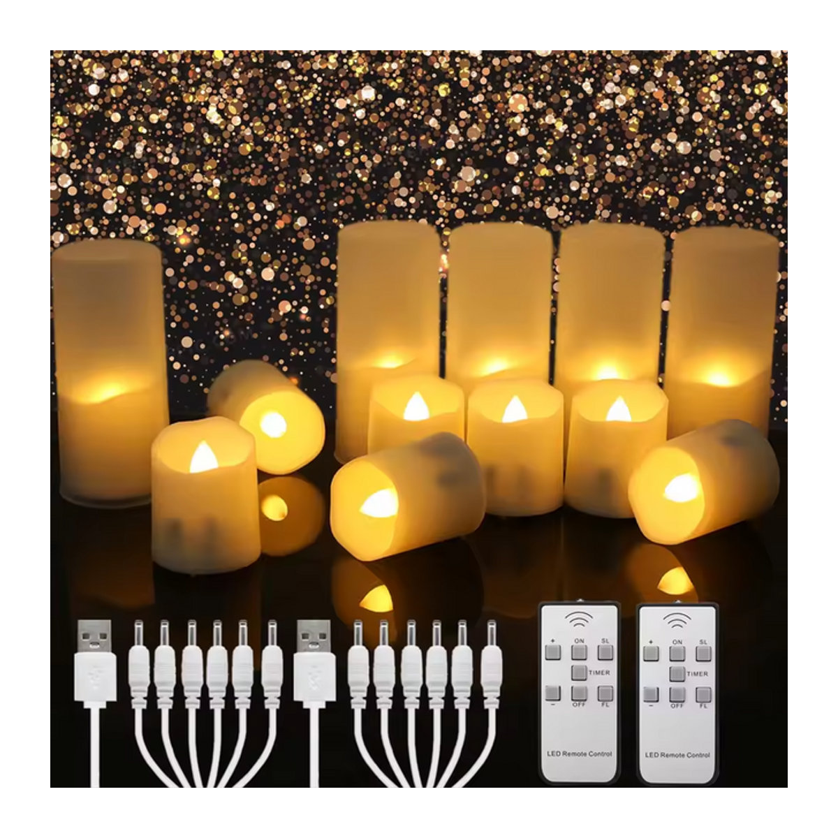 Wiederaufladbare LED Kerzen von FREEPOWER mit Timer und Fernbedienung in Beige für Wohnkultur und Garten - Bild 1