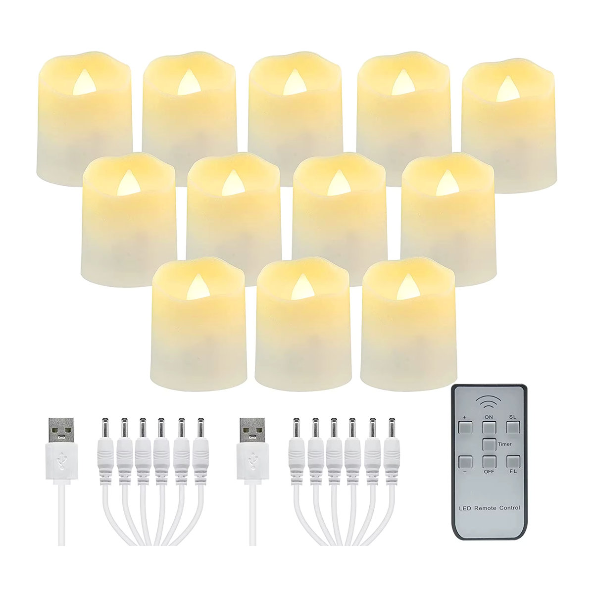 Wiederaufladbare LED Kerzen von FREEPOWER mit Timer und Fernbedienung in Beige für Wohnkultur und Garten - Bild 5