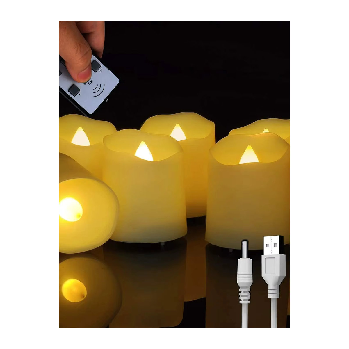 Wiederaufladbare LED Kerzen von FREEPOWER mit Timer und Fernbedienung in Beige für Wohnkultur und Garten - Bild 6