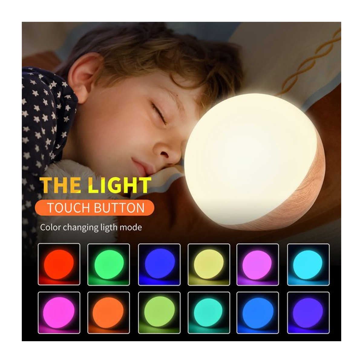 Wiederaufladbare LED-Nachttischlampe mit Fernbedienung und Touch-Funktion in Bunt, minimalistisches Design für Kinder und Schlafzimmer - Bild 1