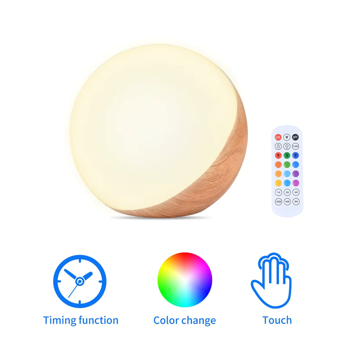 Wiederaufladbare LED-Nachttischlampe mit Fernbedienung und Touch-Funktion in Bunt, minimalistisches Design für Kinder und Schlafzimmer - Bild 4