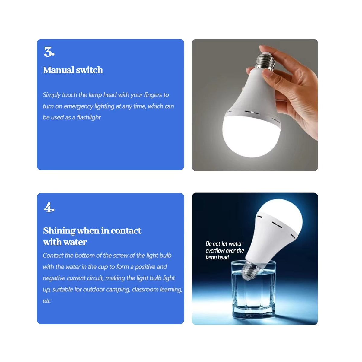 Wiederaufladbare LED Notfalllampe E27 mit 7 W und 1500 mAh für Zuhause und Outdoor - Bild 4