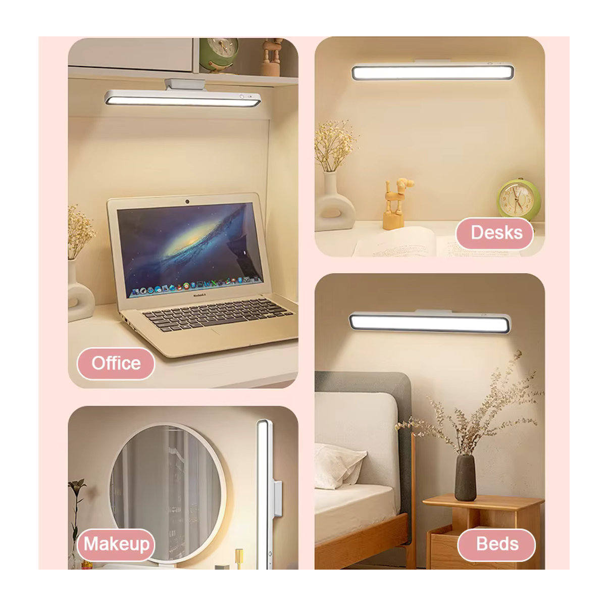 Wiederaufladbare LED Schreibtischlampe in Weiß mit stufenloser Dimmung und Magnetfunktion für Schlafzimmer und Leselicht - Bild 3