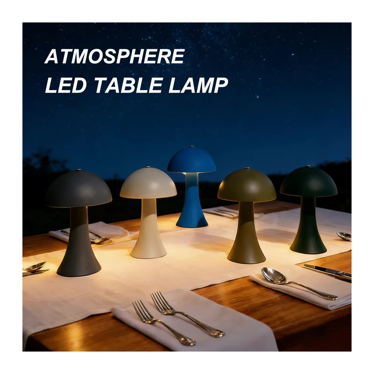 Wiederaufladbare LED Tischlampe im Retro-Pilzdesign von ggbingo, Weiß, Metal - Bild 2