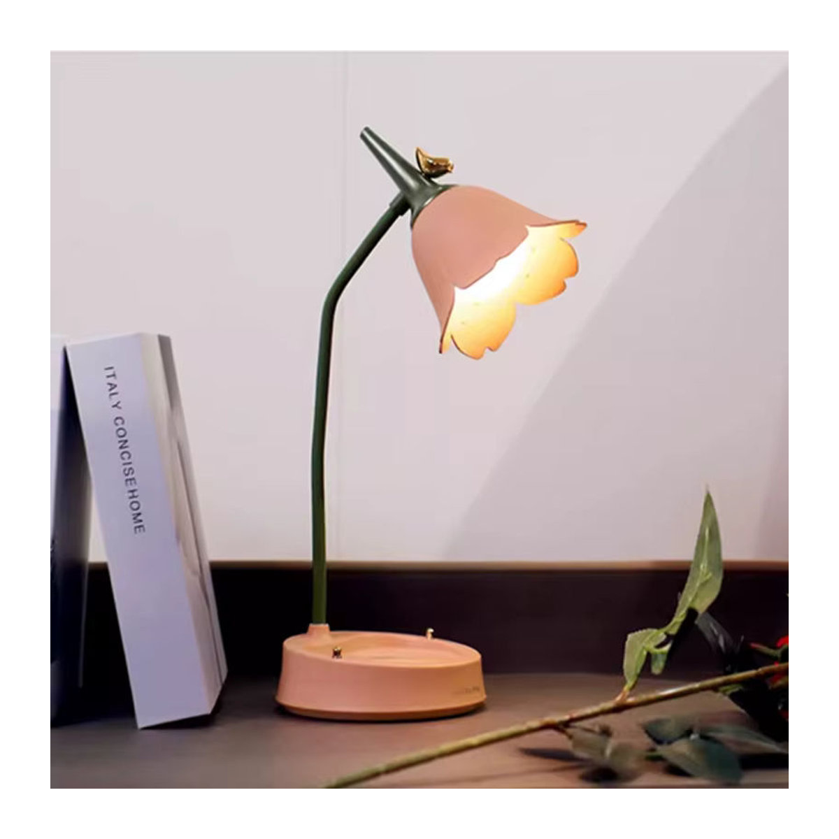 Wiederaufladbare LED-Tischlampe mit USB-Anschluss und 3-stufiger Touch-Dimmung in Rosa und Bunt - Bild 2