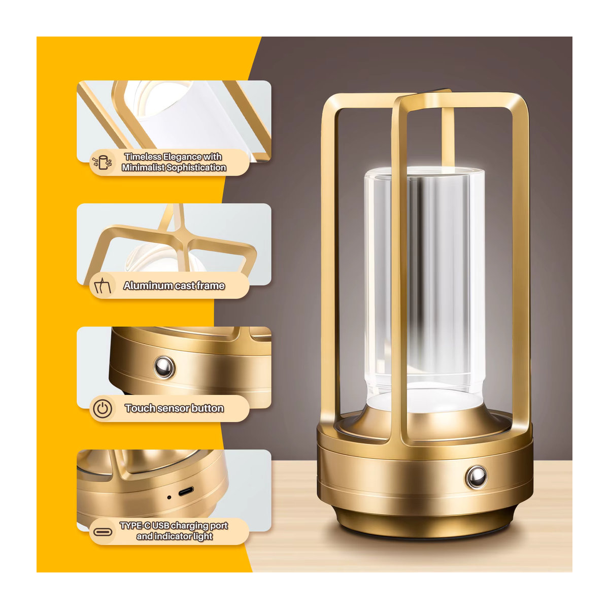 Wiederaufladbare LED Tischlampe von ggbingo im modernen Design für Schreibtisch, Camping und Restaurant - Bild 4