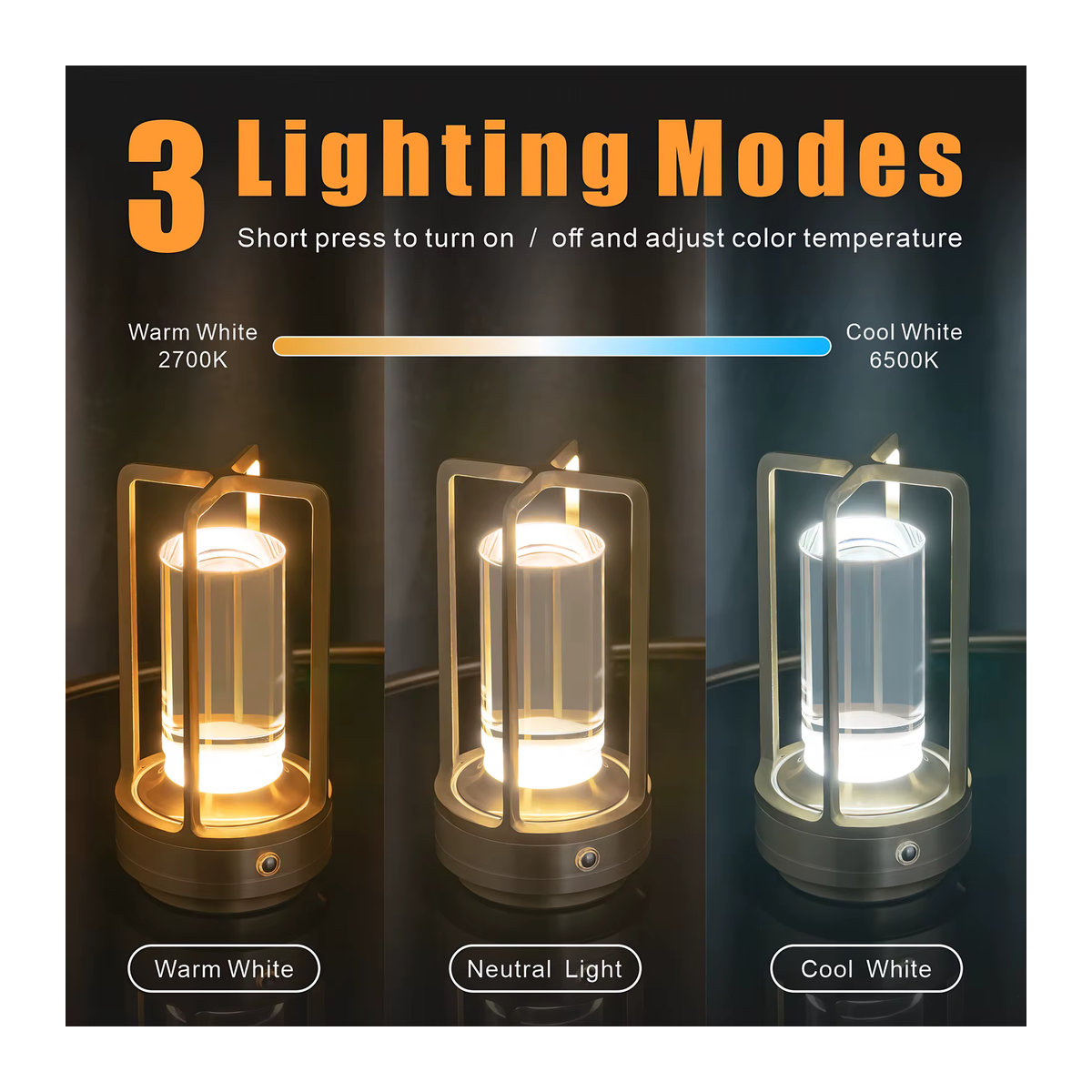 Wiederaufladbare LED Tischlampe von ggbingo im modernen Design für Schreibtisch, Camping und Restaurant - Bild 6