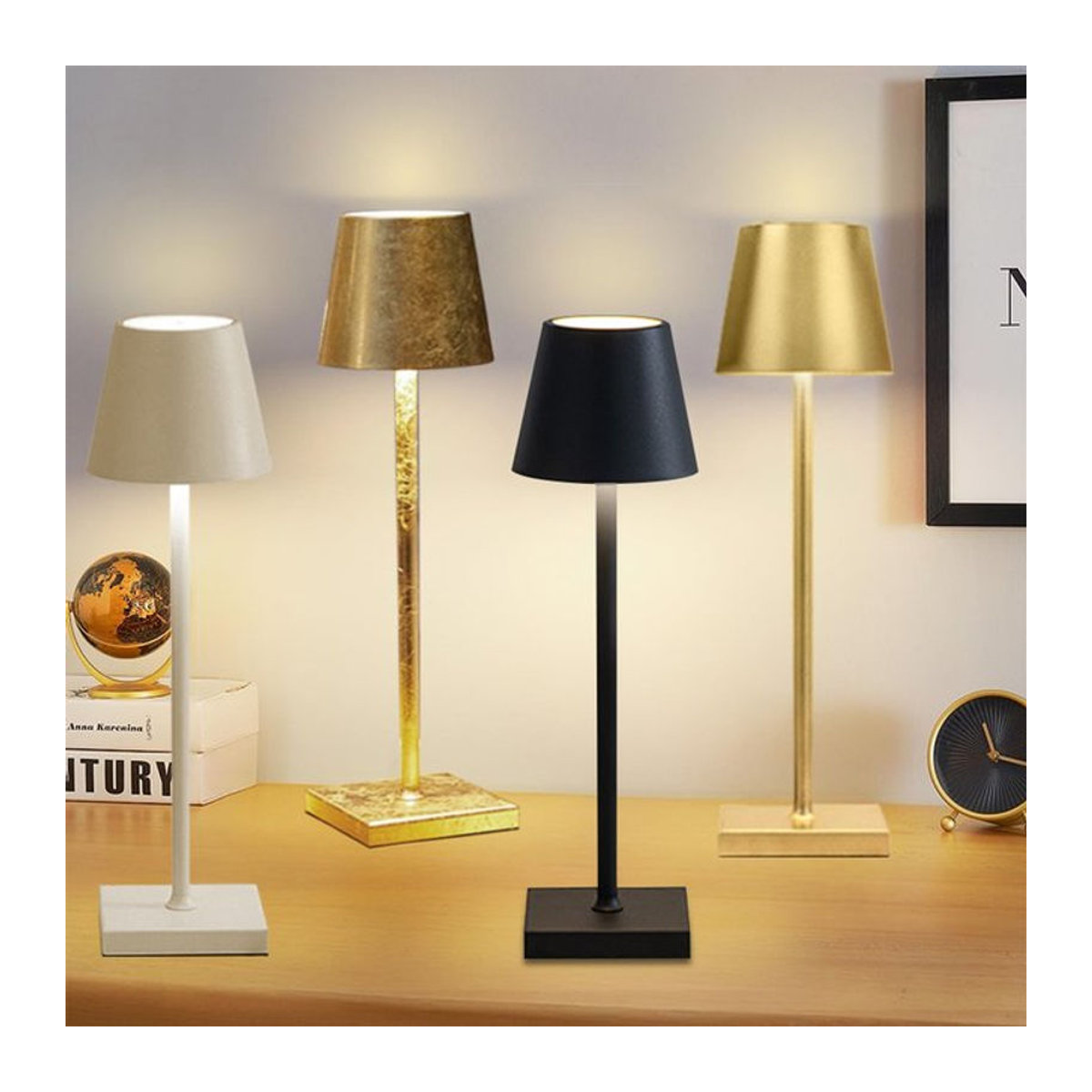 Wiederaufladbare LED-Tischlampe von MeeToo in Weiß mit Touch-Sensor und 3 Lichtfarben für Desktop und Nachttisch - Bild 1